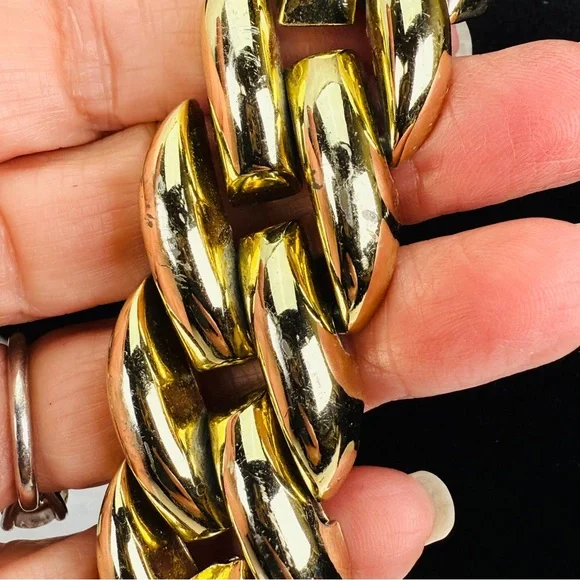 Vintage 80s weighted goldtone wideband bracelet - Picture 12 of 12